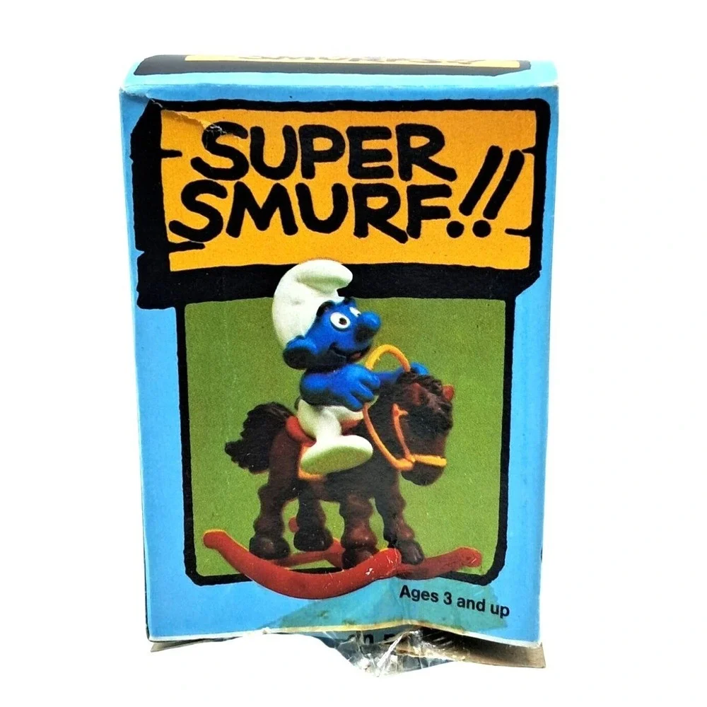 Vintage Wallace‎ Berrie Super Smurf Rocking Horse Figurine By Schleich Hong Kong